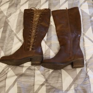 Tall Brown Laced Boots